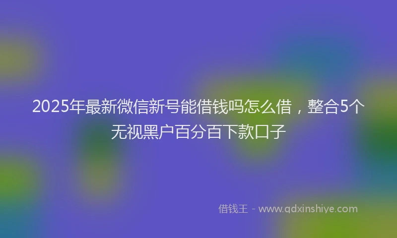 2025年最新微信新号能借钱吗怎么借，整合5个无视黑户百分百下款口子