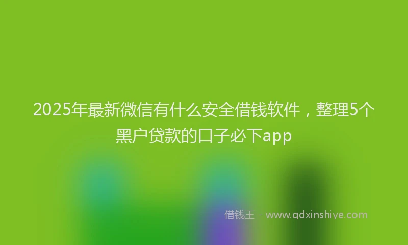 2025年最新微信有什么安全借钱软件，整理5个黑户贷款的口子必下app