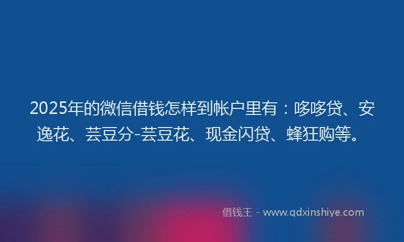 2025年的微信借钱怎样到帐户里有：哆哆贷、安逸花、芸豆分-芸豆花、现金闪贷、蜂狂购等。