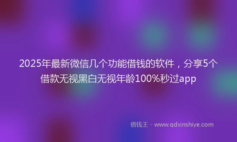 2025年最新微信几个功能借钱的软件，分享5个借款无视黑白无视年龄100%秒过app