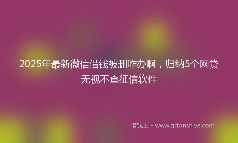 2025年最新微信借钱被删咋办啊，归纳5个网贷无视不查征信软件