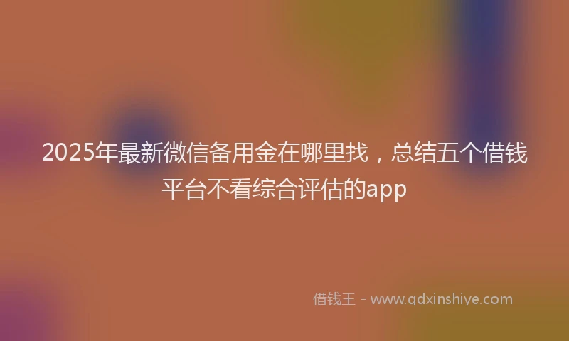 2025年最新微信备用金在哪里找，总结五个借钱平台不看综合评估的app