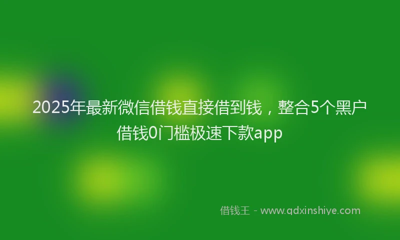 2025年最新微信借钱直接借到钱，整合5个黑户借钱0门槛极速下款app