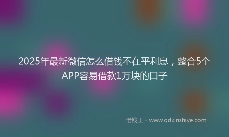 2025年最新微信怎么借钱不在乎利息，整合5个APP容易借款1万块的口子
