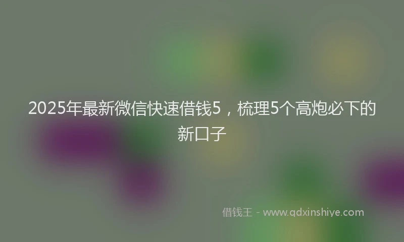 2025年最新微信快速借钱5，梳理5个高炮必下的新口子