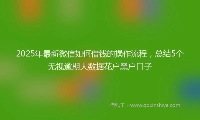 2025年最新微信如何借钱的操作流程，总结5个无视逾期大数据花户黑户口子