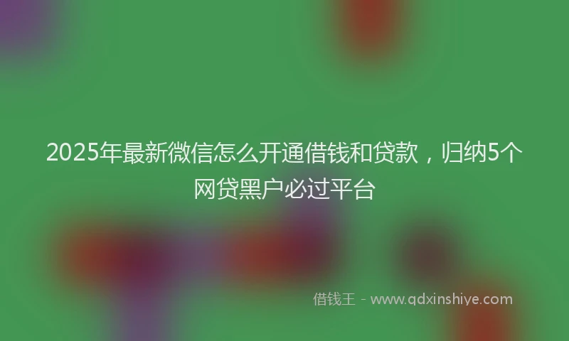 2025年最新微信怎么开通借钱和贷款，归纳5个网贷黑户必过平台