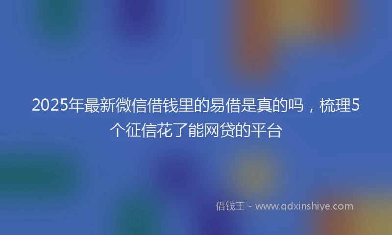 2025年最新微信借钱里的易借是真的吗，梳理5个征信花了能网贷的平台