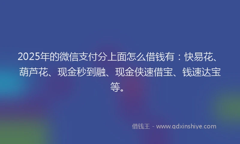 2025年的微信支付分上面怎么借钱有：快易花、葫芦花、现金秒到融、现金侠速借宝、钱速达宝等。