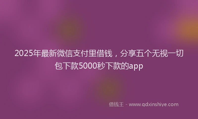2025年最新微信支付里借钱，分享五个无视一切包下款5000秒下款的app