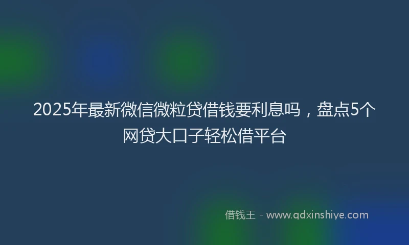 2025年最新微信微粒贷借钱要利息吗，盘点5个网贷大口子轻松借平台