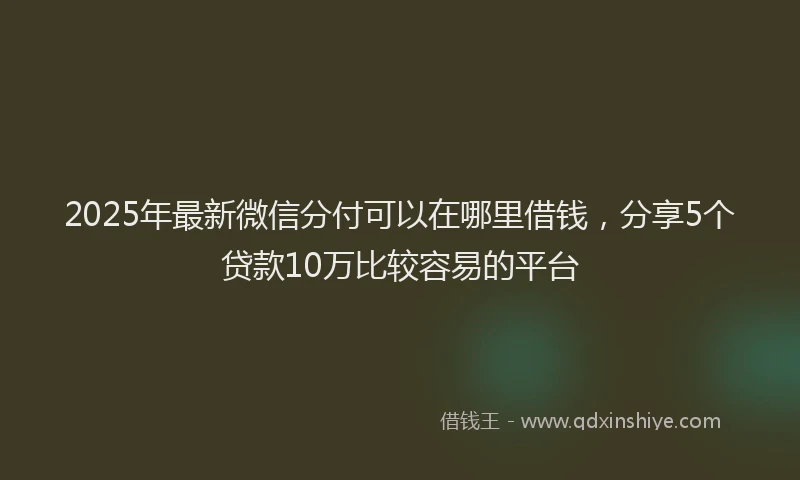 2025年最新微信分付可以在哪里借钱，分享5个贷款10万比较容易的平台