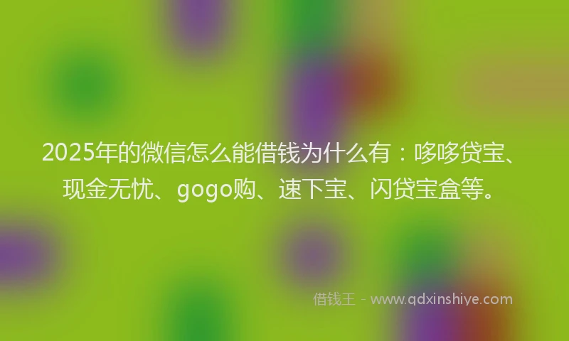 2025年的微信怎么能借钱为什么有：哆哆贷宝、现金无忧、gogo购、速下宝、闪贷宝盒等。