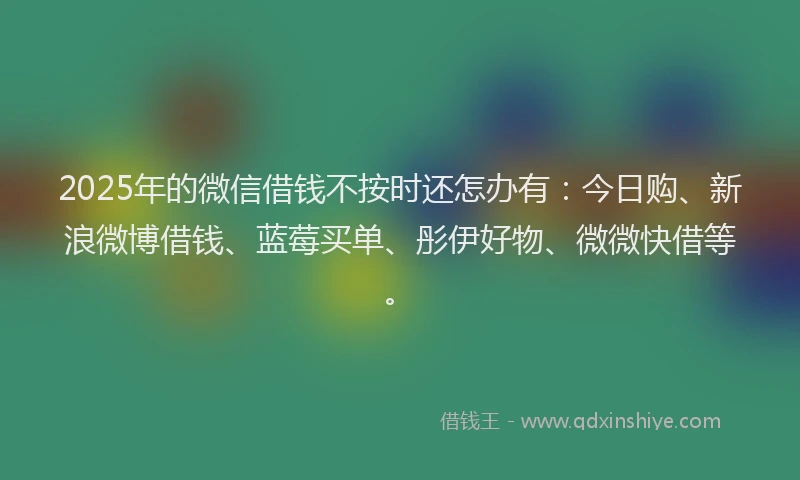 2025年的微信借钱不按时还怎办有：今日购、新浪微博借钱、蓝莓买单、彤伊好物、微微快借等。