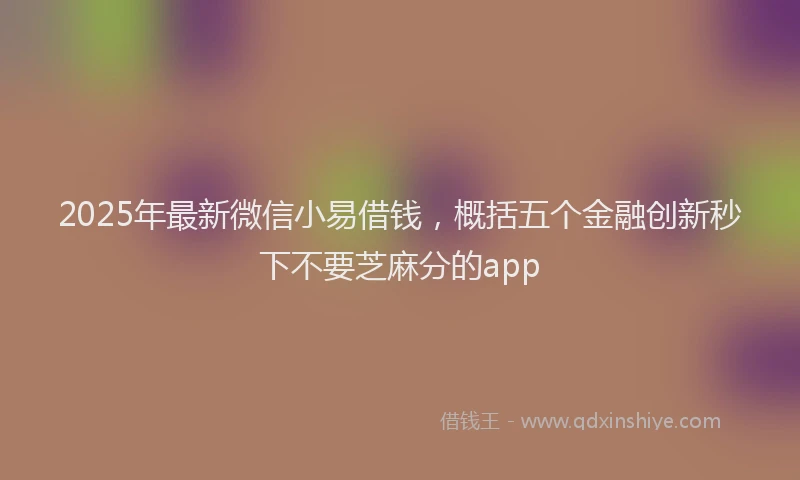 2025年最新微信小易借钱，概括五个金融创新秒下不要芝麻分的app