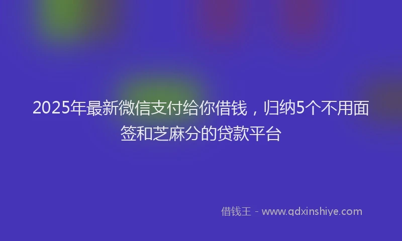 2025年最新微信支付给你借钱，归纳5个不用面签和芝麻分的贷款平台