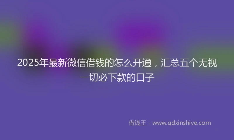 2025年最新微信借钱的怎么开通，汇总五个无视一切必下款的口子