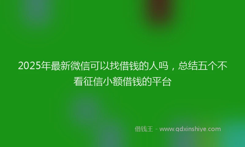 2025年最新微信可以找借钱的人吗，总结五个不看征信小额借钱的平台