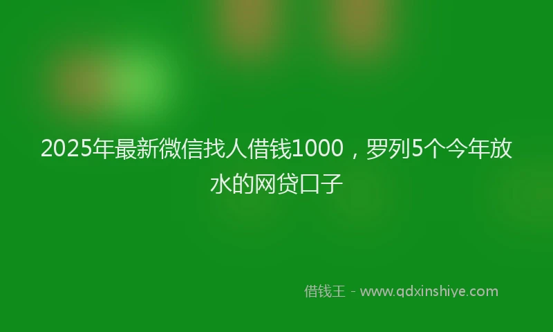 2025年最新微信找人借钱1000，罗列5个今年放水的网贷口子