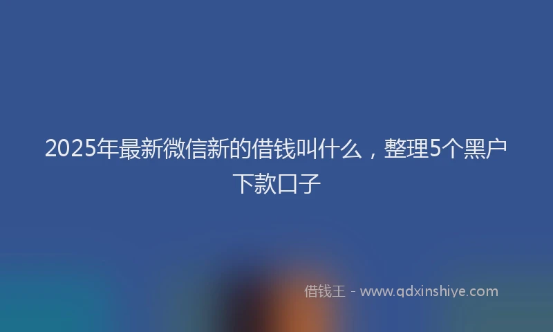 2025年最新微信新的借钱叫什么，整理5个黑户下款口子