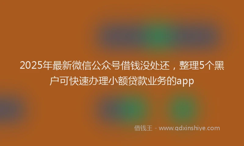 2025年最新微信公众号借钱没处还，整理5个黑户可快速办理小额贷款业务的app