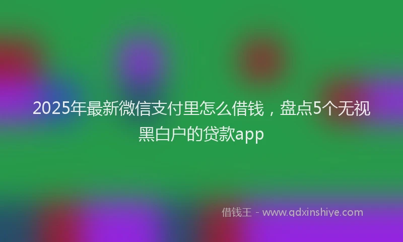 2025年最新微信支付里怎么借钱，盘点5个无视黑白户的贷款app