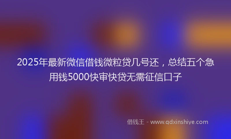 2025年最新微信借钱微粒贷几号还，总结五个急用钱5000快审快贷无需征信口子