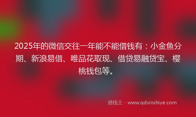2025年的微信交往一年能不能借钱有：小金鱼分期、新浪易借、唯品花取现、借贷易融贷宝、樱桃钱包等。