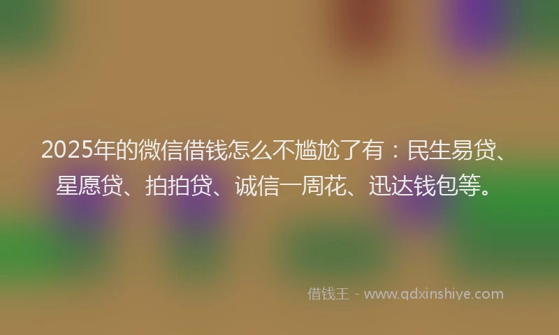 2025年的微信借钱怎么不尴尬了有：民生易贷、星愿贷、拍拍贷、诚信一周花、迅达钱包等。