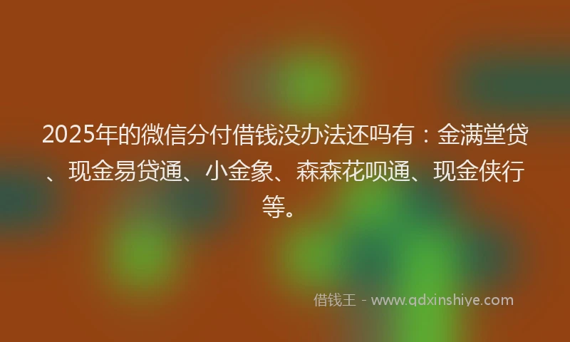 2025年的微信分付借钱没办法还吗有：金满堂贷、现金易贷通、小金象、森森花呗通、现金侠行等。