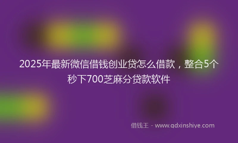 2025年最新微信借钱创业贷怎么借款，整合5个秒下700芝麻分贷款软件