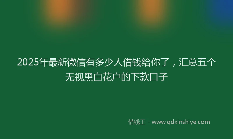 2025年最新微信有多少人借钱给你了，汇总五个无视黑白花户的下款口子