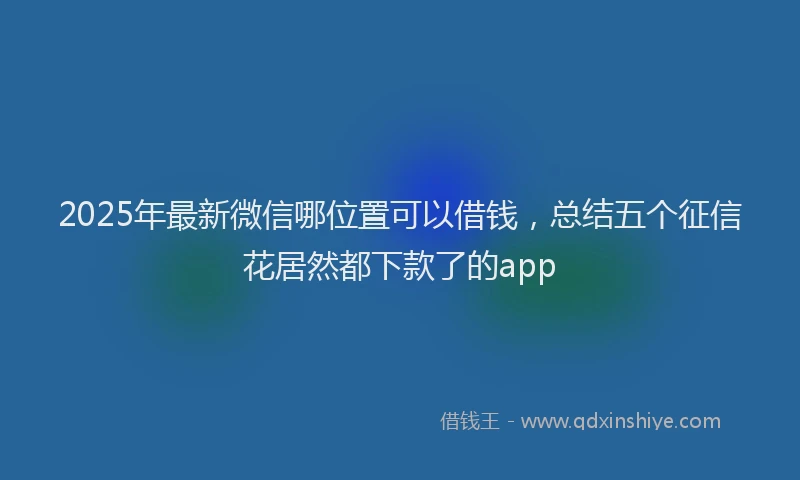 2025年最新微信哪位置可以借钱，总结五个征信花居然都下款了的app