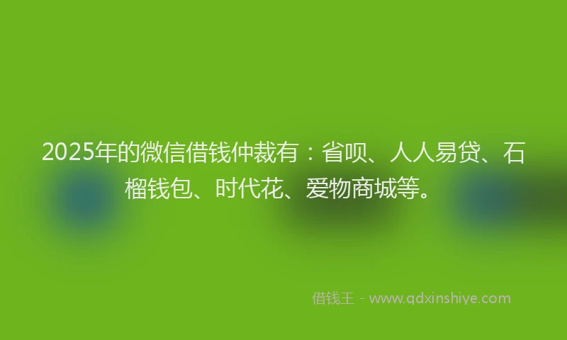 2025年的微信借钱仲裁有：省呗、人人易贷、石榴钱包、时代花、爱物商城等。
