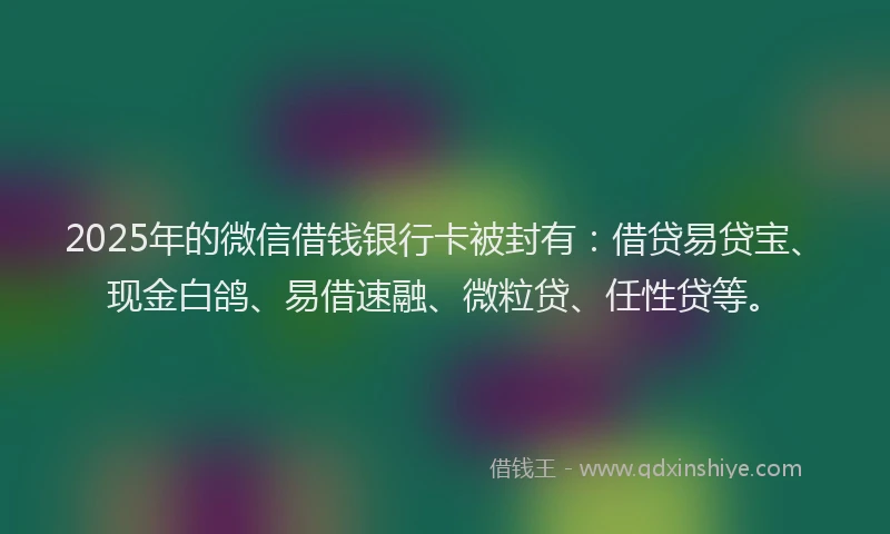 2025年的微信借钱银行卡被封有：借贷易贷宝、现金白鸽、易借速融、微粒贷、任性贷等。