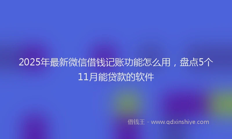 2025年最新微信借钱记账功能怎么用，盘点5个11月能贷款的软件