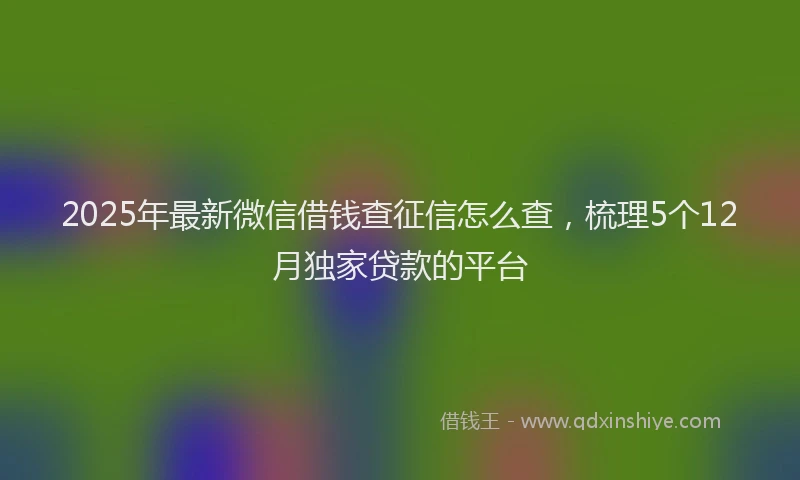 2025年最新微信借钱查征信怎么查，梳理5个12月独家贷款的平台