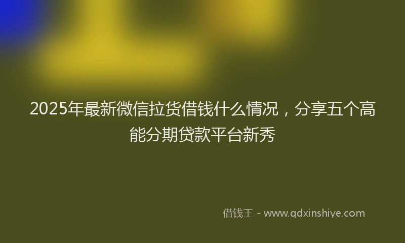 2025年最新微信拉货借钱什么情况，分享五个高能分期贷款平台新秀