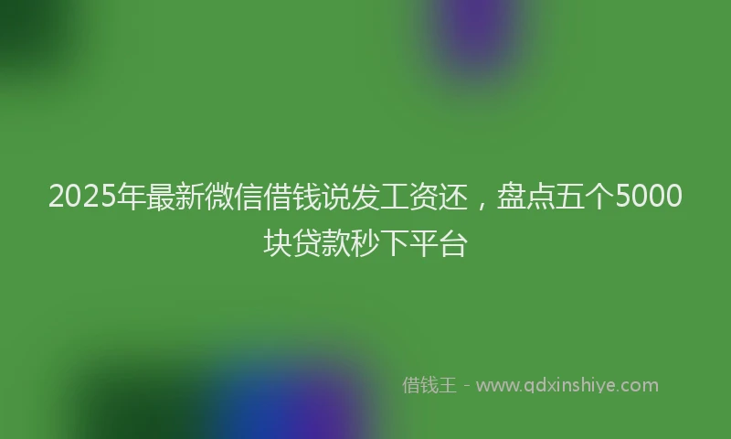 2025年最新微信借钱说发工资还，盘点五个5000块贷款秒下平台