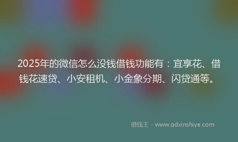 2025年的微信怎么没钱借钱功能有：宜享花、借钱花速贷、小安租机、小金象分期、闪贷通等。
