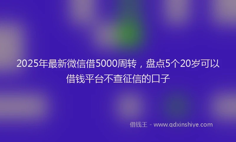 2025年最新微信借5000周转，盘点5个20岁可以借钱平台不查征信的口子