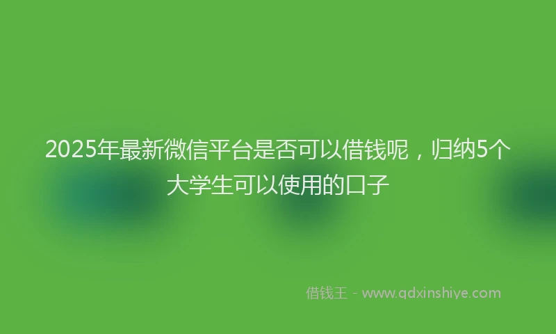 2025年最新微信平台是否可以借钱呢，归纳5个大学生可以使用的口子