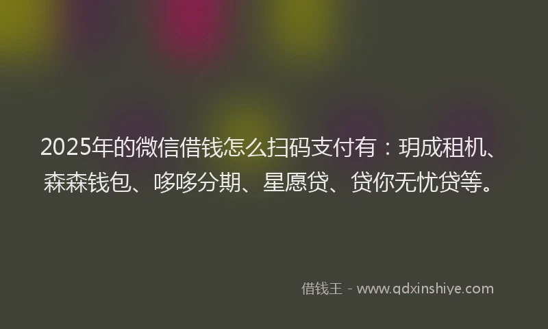 2025年的微信借钱怎么扫码支付有：玥成租机、森森钱包、哆哆分期、星愿贷、贷你无忧贷等。