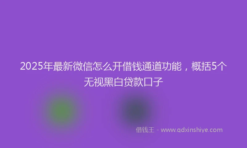 2025年最新微信怎么开借钱通道功能，概括5个无视黑白贷款口子