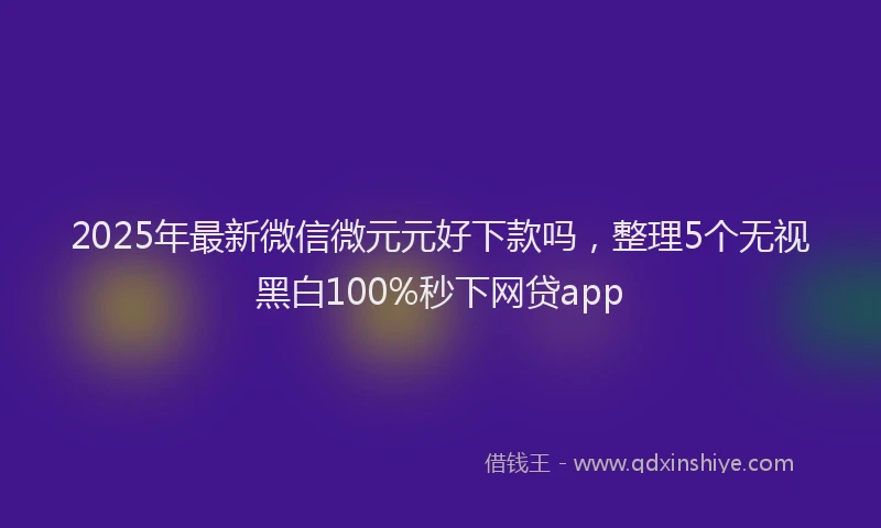 2025年最新微信微元元好下款吗，整理5个无视黑白100%秒下网贷app