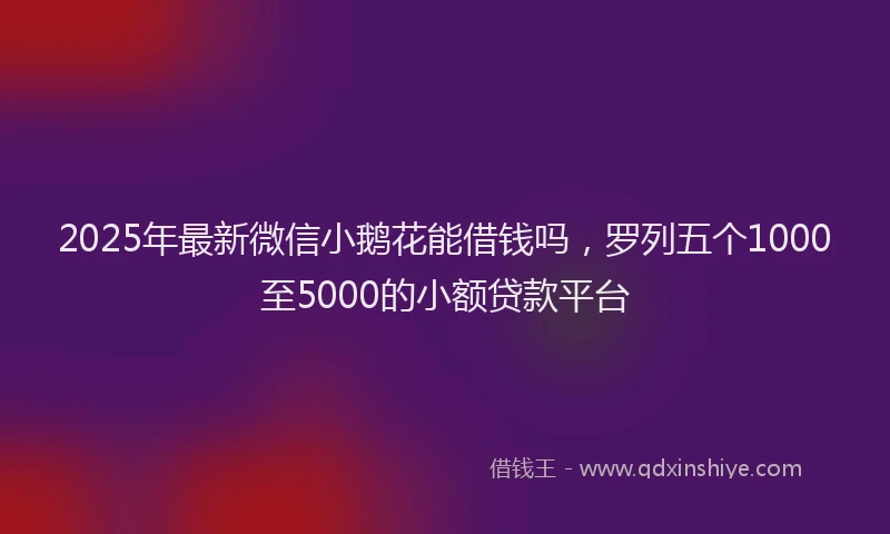 2025年最新微信小鹅花能借钱吗，罗列五个1000至5000的小额贷款平台