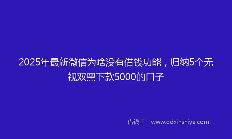 2025年最新微信为啥没有借钱功能，归纳5个无视双黑下款5000的口子