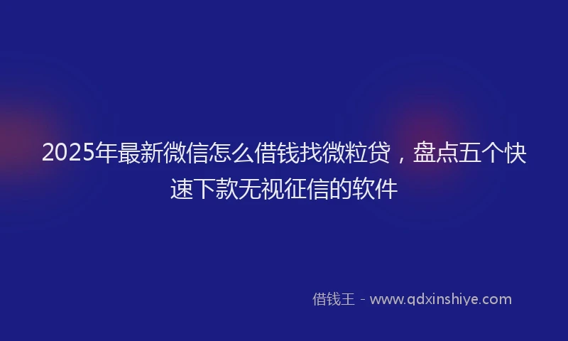 2025年最新微信怎么借钱找微粒贷，盘点五个快速下款无视征信的软件