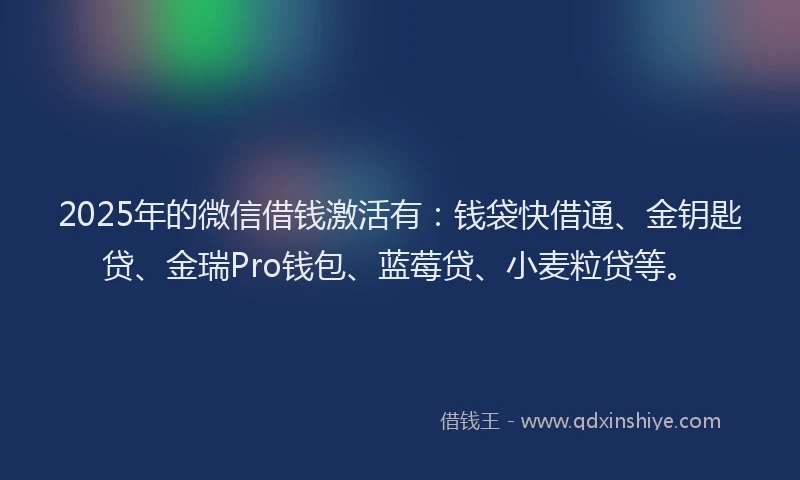 2025年的微信借钱激活有：钱袋快借通、金钥匙贷、金瑞Pro钱包、蓝莓贷、小麦粒贷等。