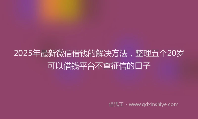 2025年最新微信借钱的解决方法，整理五个20岁可以借钱平台不查征信的口子